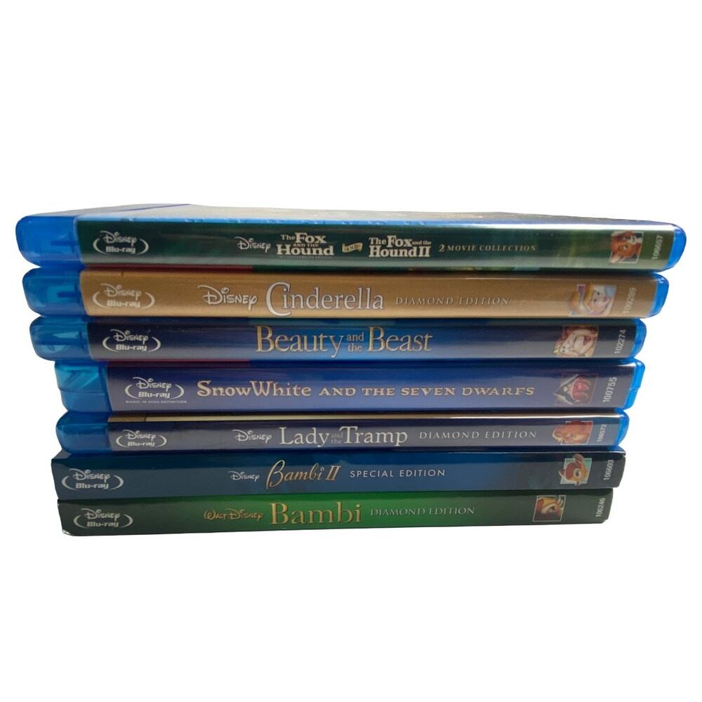 Disney Blu-ray DVD Lot 7 Movies Bambi Sealed Cinderella Snow White